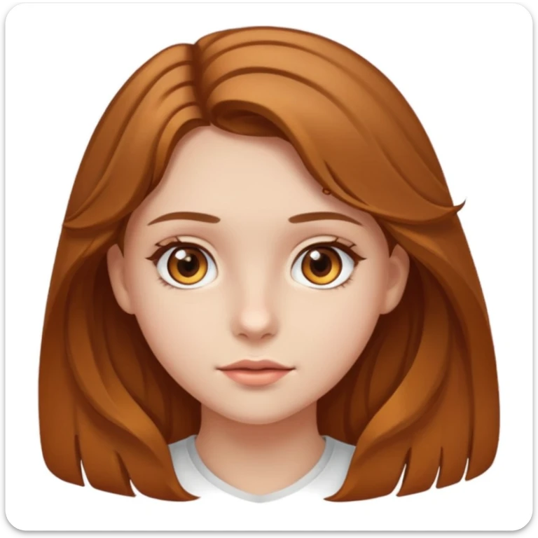 A girl with amber eyes and medium-length straight (slightly wavy) light brown hair. She is a teenager sticker