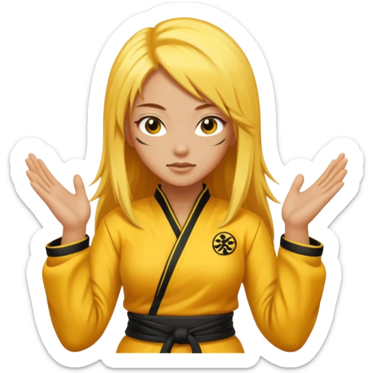 sexy girl with long yellow hair, kung fu sticker