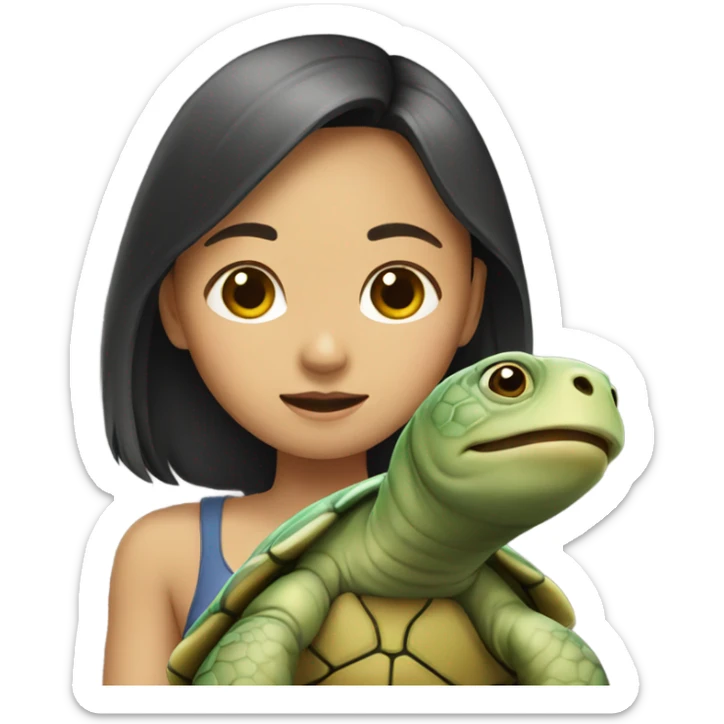 an asian girl but instead of a human body she has the body of a turtle sticker