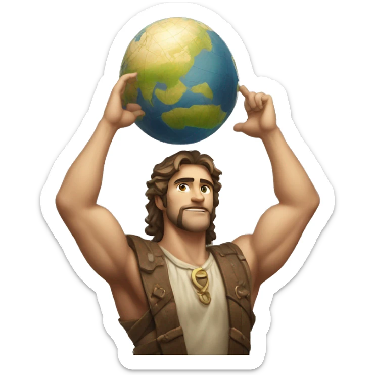 An emoji of Atlas, the mythological figure, depicted holding up the globe on his shoulders, symbolizing strength and endurance sticker