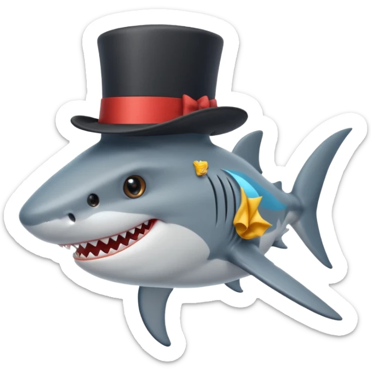 Shark with a top hat sticker