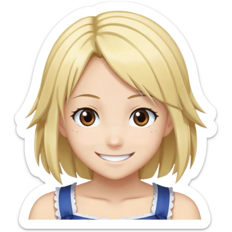 Smiling Lucy Heartfilia from Fairy Tail with blonde hair and brown eyes sticker