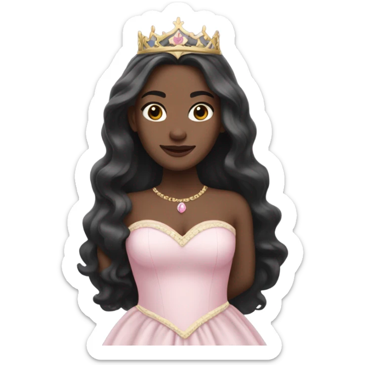 Princess- pale skin- Long dark hair-  light pink dress sticker