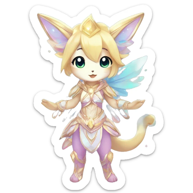 Cute Kawaii Chibi Anthro Sona Colorful Ethereal Pretty see Godly Celestial Shiny Fakemon Full Body sticker