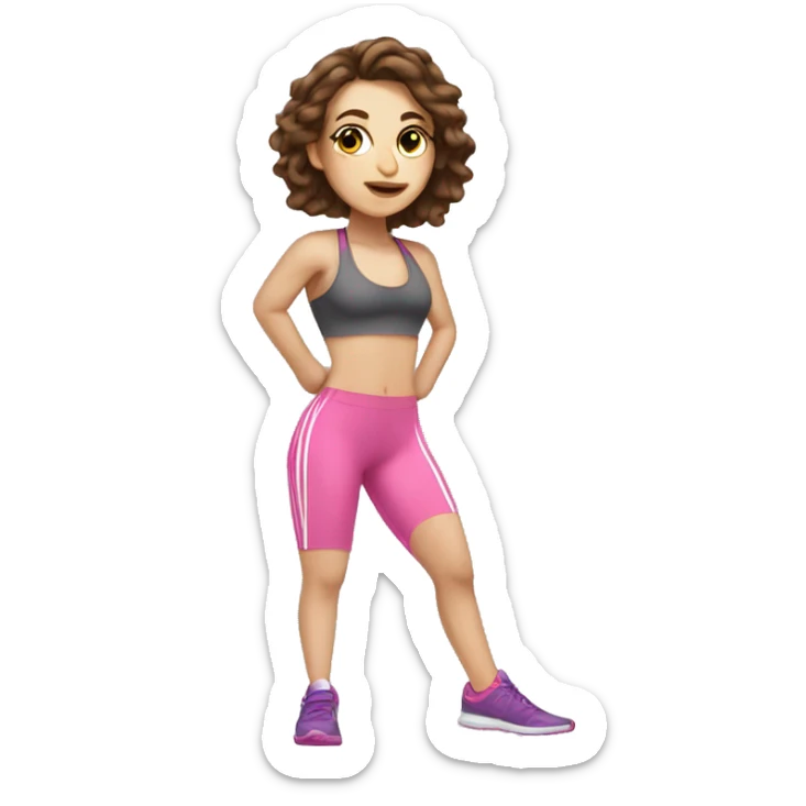 Pale girl brown hair work out at gym pink sticker