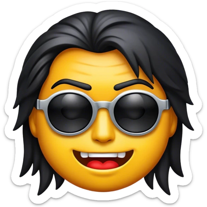 Cinematic Realistic Rock 'n' Roll Pop Culture Emoji, depicted with a dynamic portrayal of the rebellious spirit of rock music rendered with bold textures and vibrant, edgy lighting. sticker