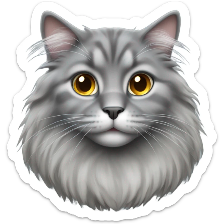 Gray long hair cat sticker