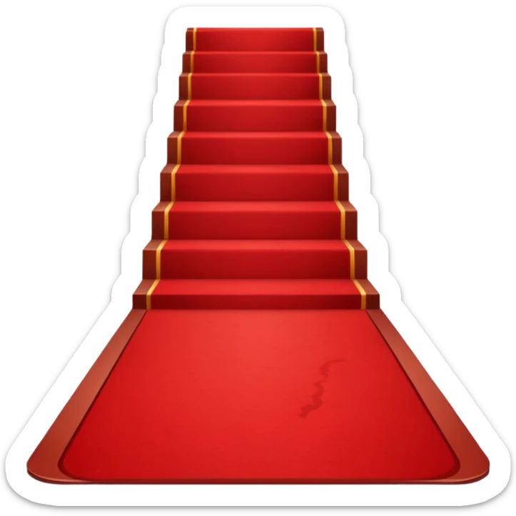 Minimalist emoji-style sticker of a blood-red carpet shaped like a thick trail or drop, flat vector design, no shadows. sticker
