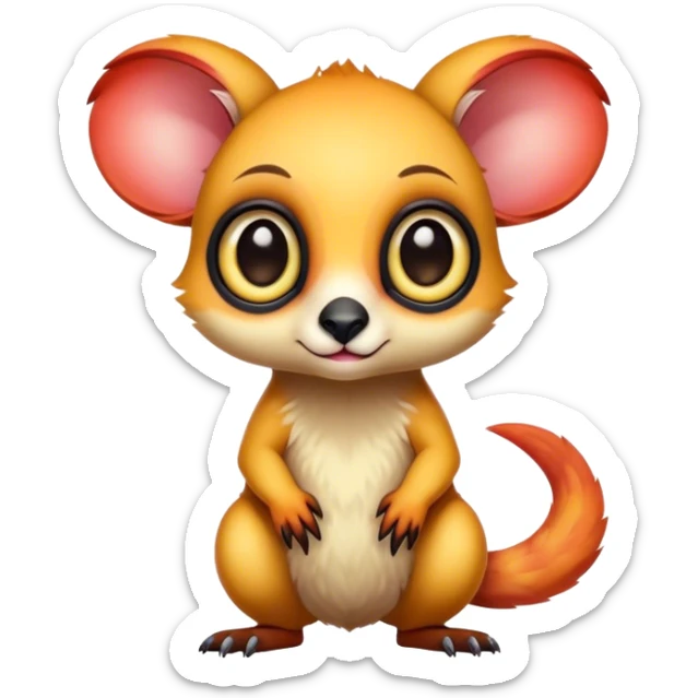 Adorable colorful baby edgy animal-hybrid full body, big Eyes, marsupial  sticker