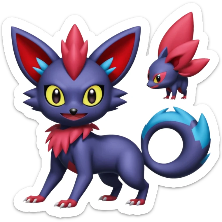 Noibat-Sneasel-Weavile-Zorua-Fakémon-hybrid-creature (full body)  sticker