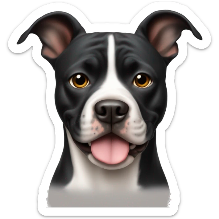 Dog american Stanford and pitbull negro con mancha blanca en el morro sticker