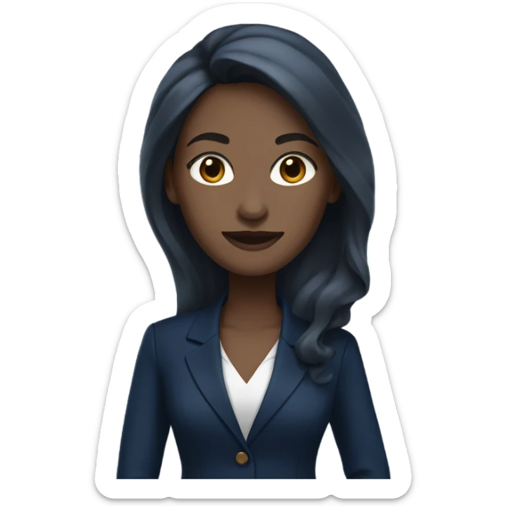 Beautiful business woman with white skin, brown, long hair wearing a navy blue suit  sticker