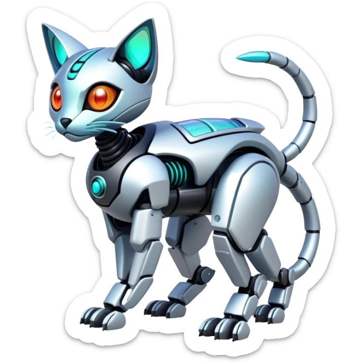  exotic tropical iridescent cyber-Protogen-Fakémon-Pokémon-Vernid-robot-feline-creature sticker