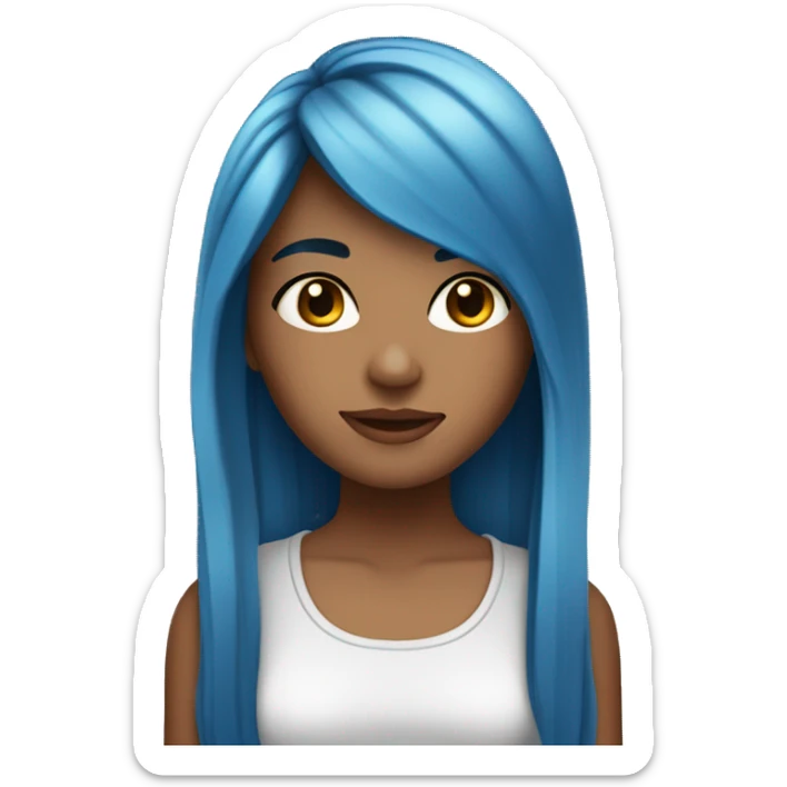 a girl with tan skin, straight long blue hair, brown eyes, standing,very beautiful,very hot sticker