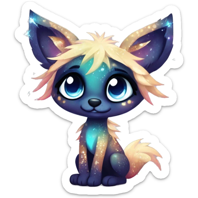 Cool cute Kawaii edgy fantasy animal sparkle fursona Fionbri creature by griffsnuff & LiLaiRa & Falvie full body sticker