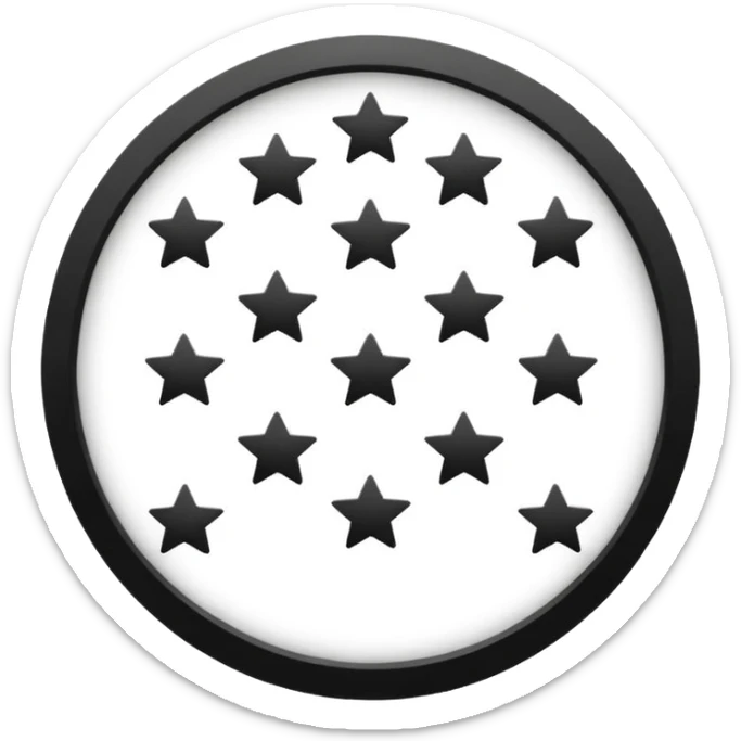 Can u make a emoji with 15 stars in a circle no face no nothin just lines and nothing in the middle and the stars have nothing it in too just lines black and white no face  sticker