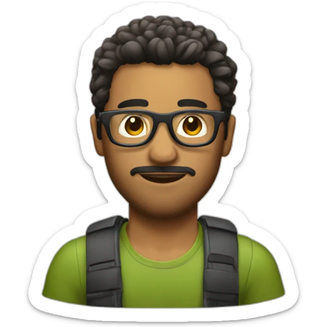 CHICO CON GAFAS TRANSPARENTES CON EL PELO CORTO Y SU PIEL ES BLANCA sticker