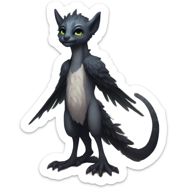  Cute Edgy Realistic Rare Fantasy eldritch Slim Vernid-Trico-Melprin-species by LiLaiRa, by Falvie, full body sticker