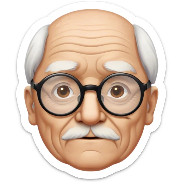 wrinkly old manwhite-male-brown-hair-black-round-glasses sticker