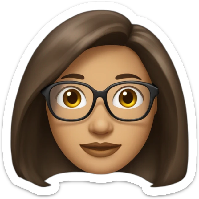 Une femme brune avec un carré, des cheveux lisses et des lunettes sticker