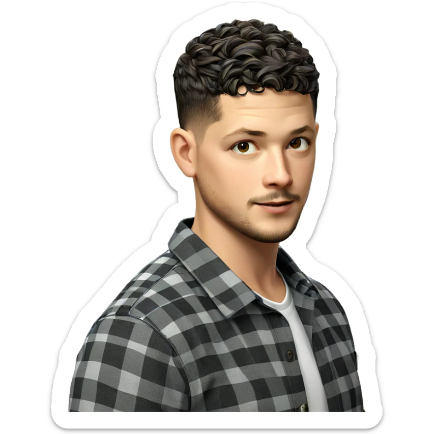 black-haired boy with facial hair sticker