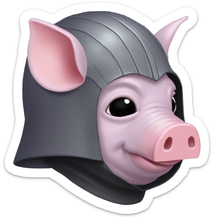 Lavender gray Pig darth Vader mask face pig armadillo walking darth Vader fanned tail feathered tail pig armadillo darth Vader face sticker