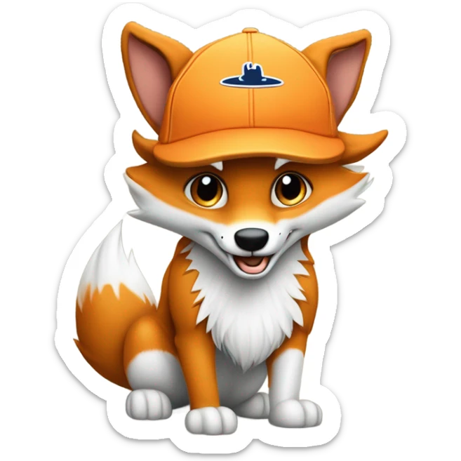Jeune Furry renard / mignon / allongé sur le dos les quatre pattes en l’aire / musclé / casquette yankees  sticker