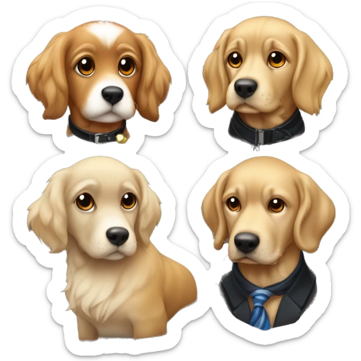 menino moreno olhos castanhos cabelos curto cor de cabelo preto com 2 cachorros goldens um papagaio e um peixe sticker