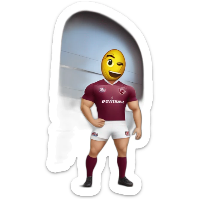Tout le corps Rugbyman avec un ballon dans la main qui porte le logo du Servette rugby club  sticker