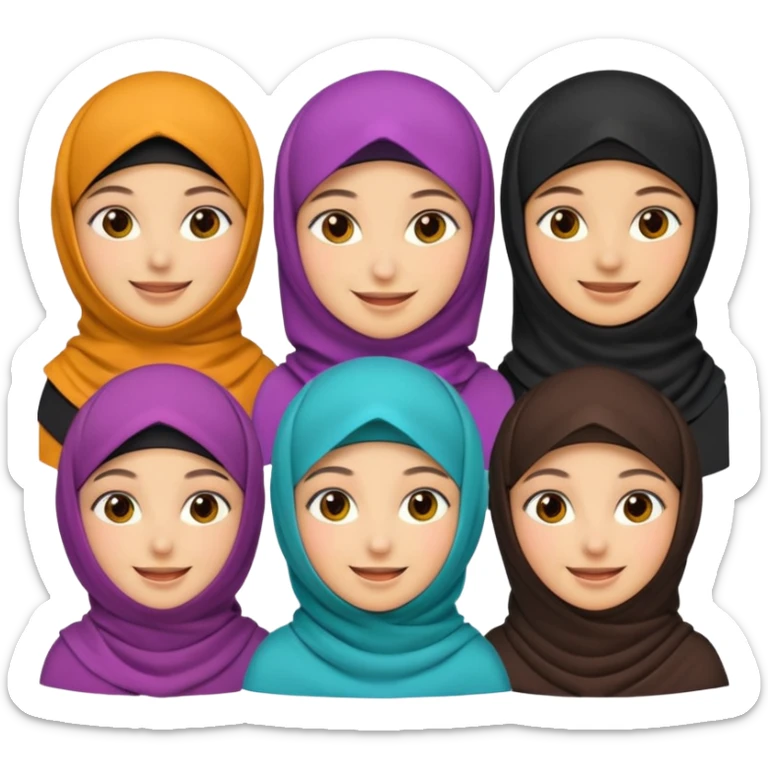 muslim family emoji , with the women wearing niqab, niqab = face cover sticker