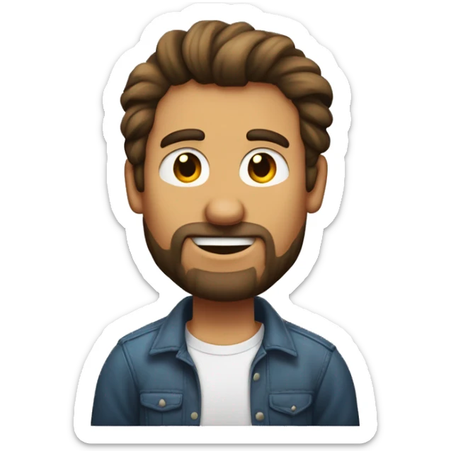 Hombre con pelo corto y perilla canoso besando a chica con pelo largo y moreno sticker