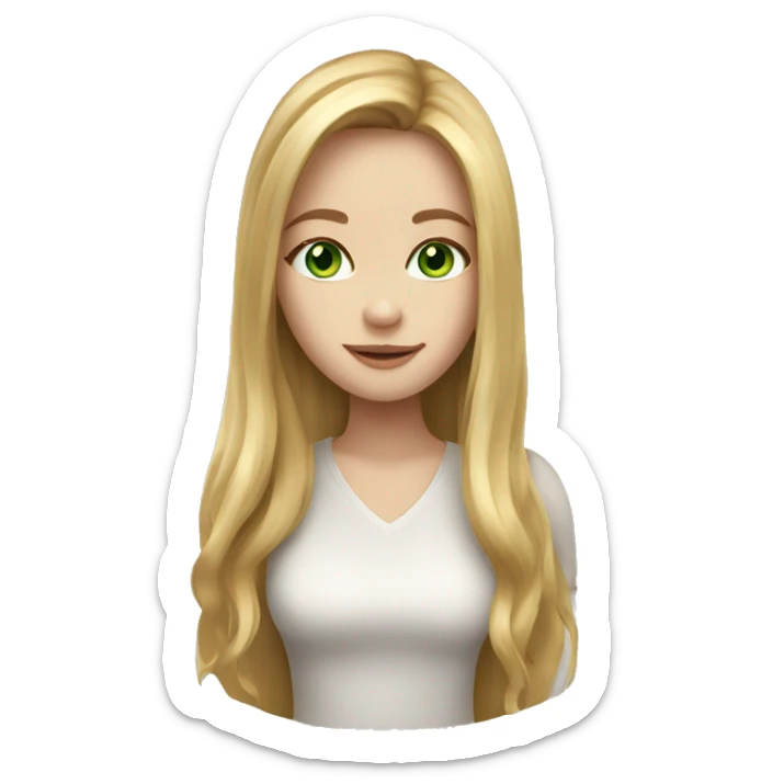 Girl with honey blonde long hair and white skin and green eyes  sticker