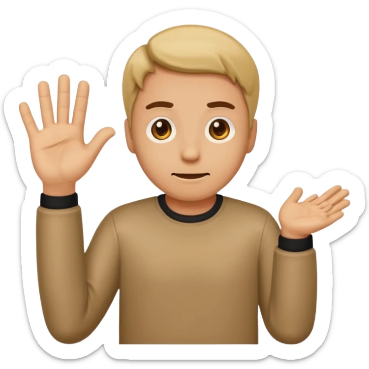 make an emoji of a man shrugging with the number 6 above his right hand and 7 above his left hand sticker