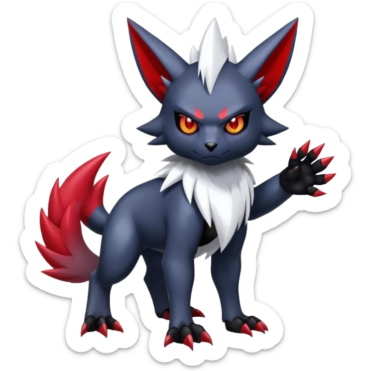 Cool Edgy Shiny Digimon-Weavile-Absol-Zorua-Zangoose-hybrid full body sticker