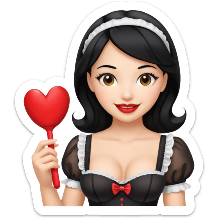 Sexy Latina maid showing off her fat ass and body in some sexy maid lingerie give her black hair and a sex toy in her hand  sticker