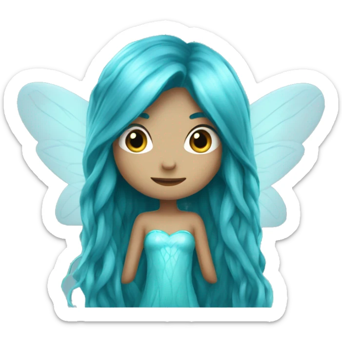 Beautiful, fairy, blue, turqoise, long hair, big wings sticker