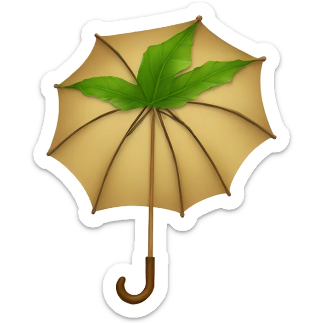 Wooden leaf umbrella sticker