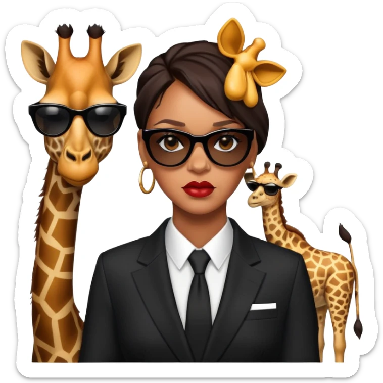 Mache mir ein Rihanna Emoji zusammen mit einer Giraffe der ein bodyguard spielt  sticker