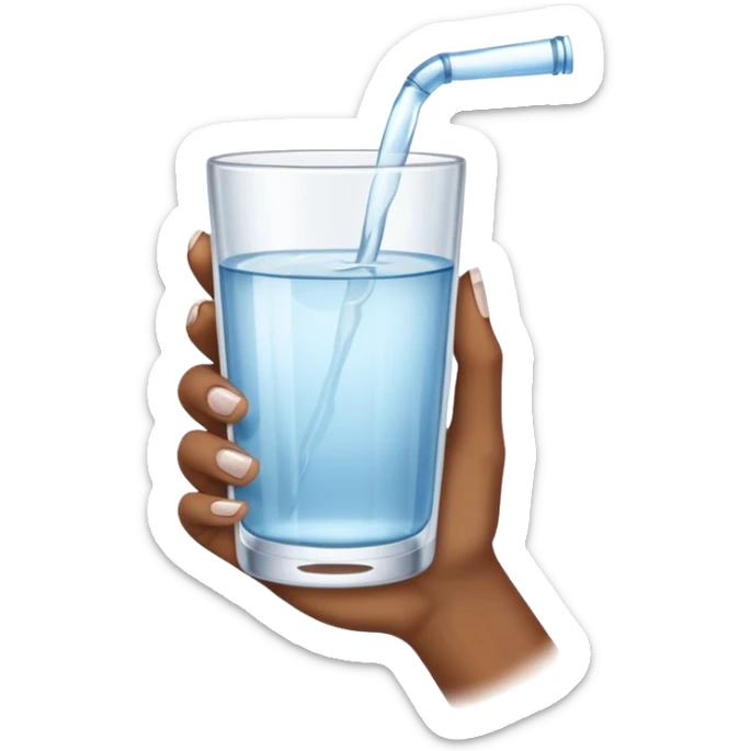 Un vaso con agua sostenido por una mano de mujer negra sticker