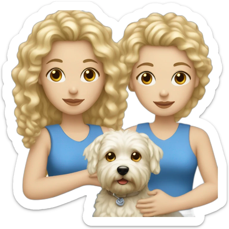 Blond woman with curly hair, blue eyed and her westie dog  sticker
