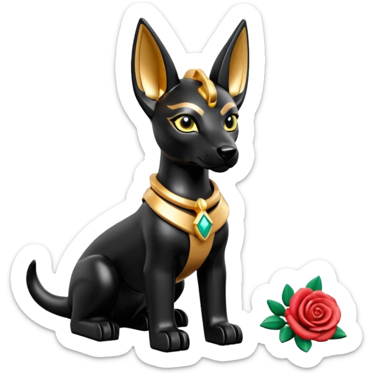  Short-eared Lego Black lapis rose-gold beautiful female lap anubis puppy floor statue posed  sticker