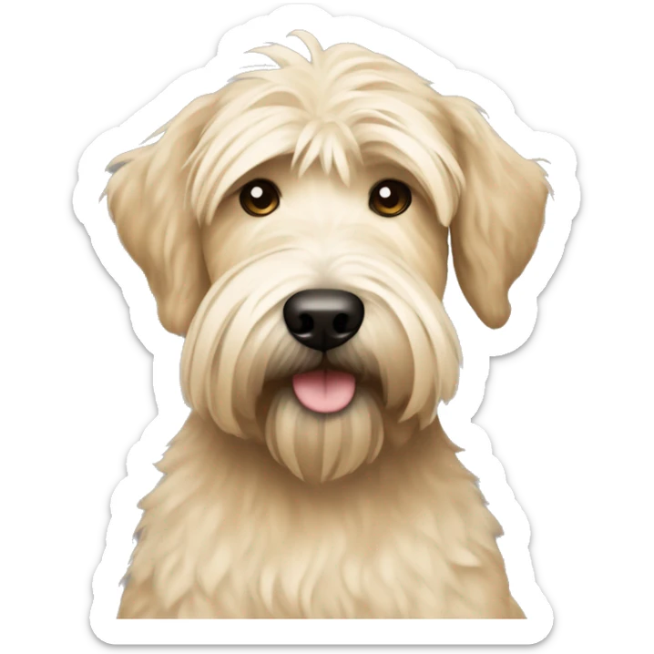 pretty woman blonde hair blue eyes hugging a soft coated wheaten terrier dog sticker