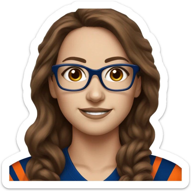 female brown hair glasses nhl fan edmonton oilers sticker