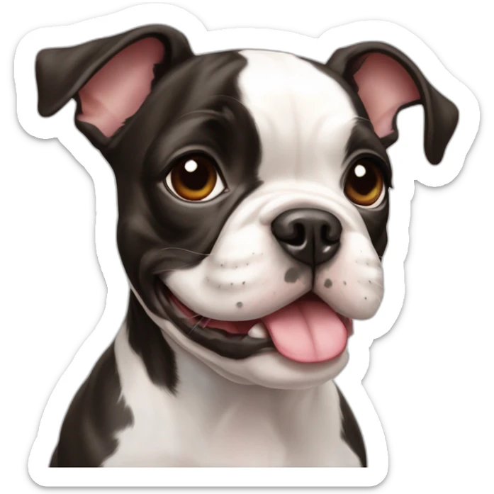 cute girl boston terrier french bulldog mix puppy sticker