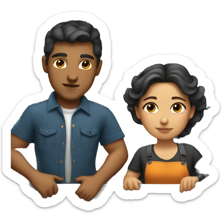 Mexican Boy and girl tow truck drivers together  sticker