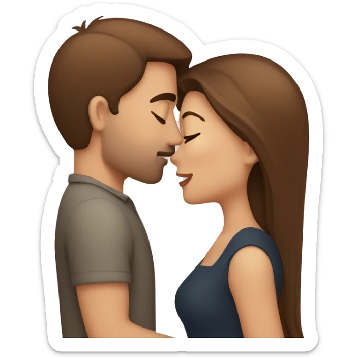 Brown hair woman kissing a men with brown hair sticker