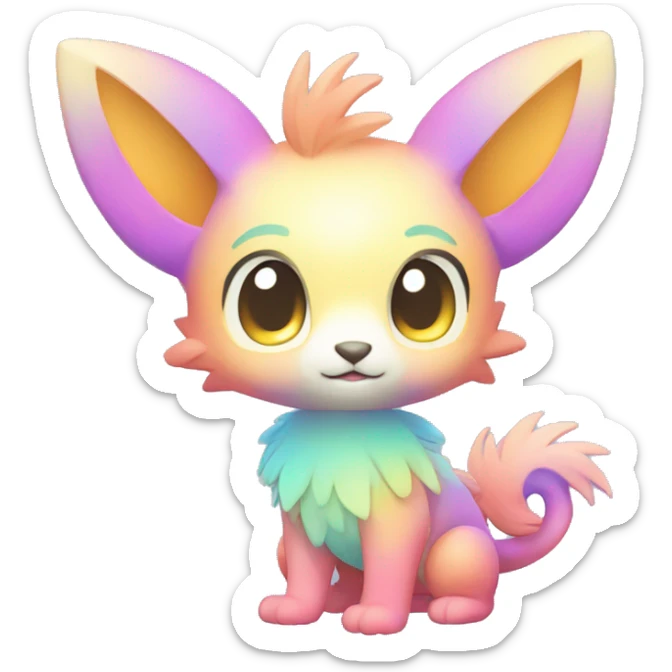 Cute cool pastel gradient shiny colorful animal hybrid Fakemon full body sticker