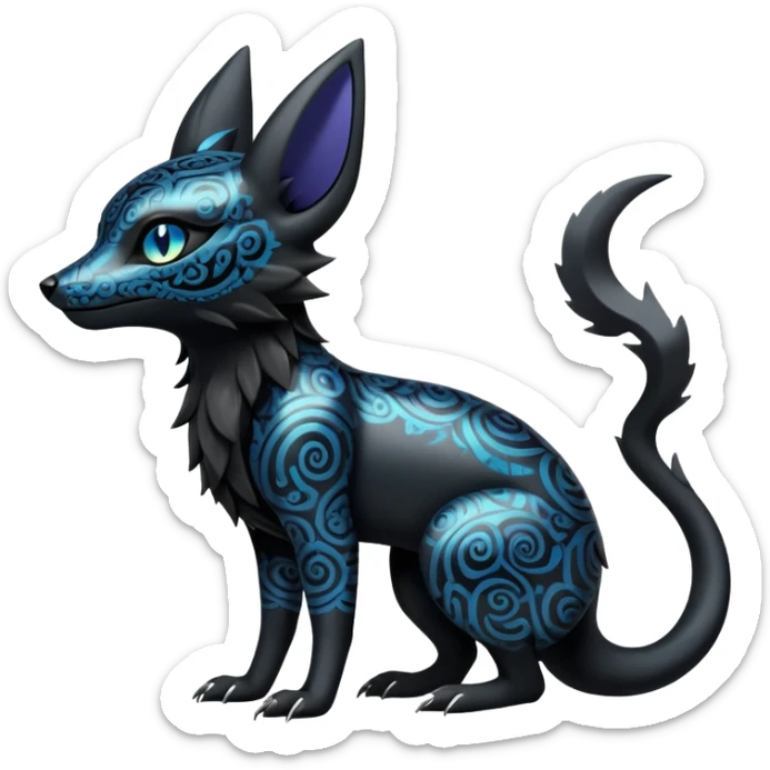 Shiny Dark Edgy Majestic Sophisticated Modern Gothic Gloomy Futuristic Salandit-Umbreon-Delcatty-Hybrid (Full body) sticker