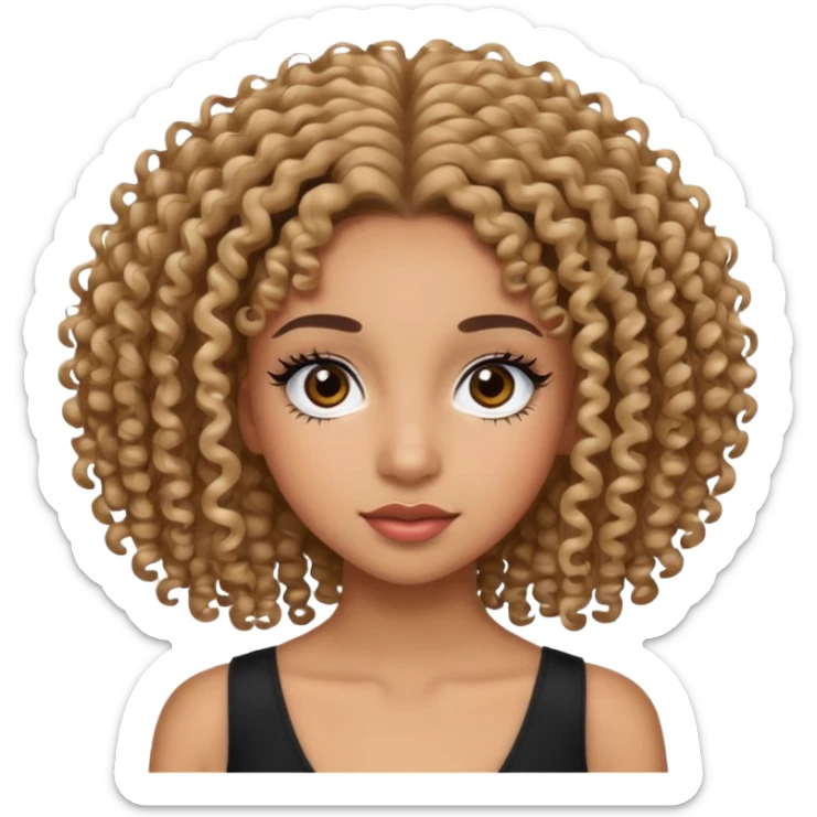 mixed race girl with fake eyelashes and curly 4a hair sticker