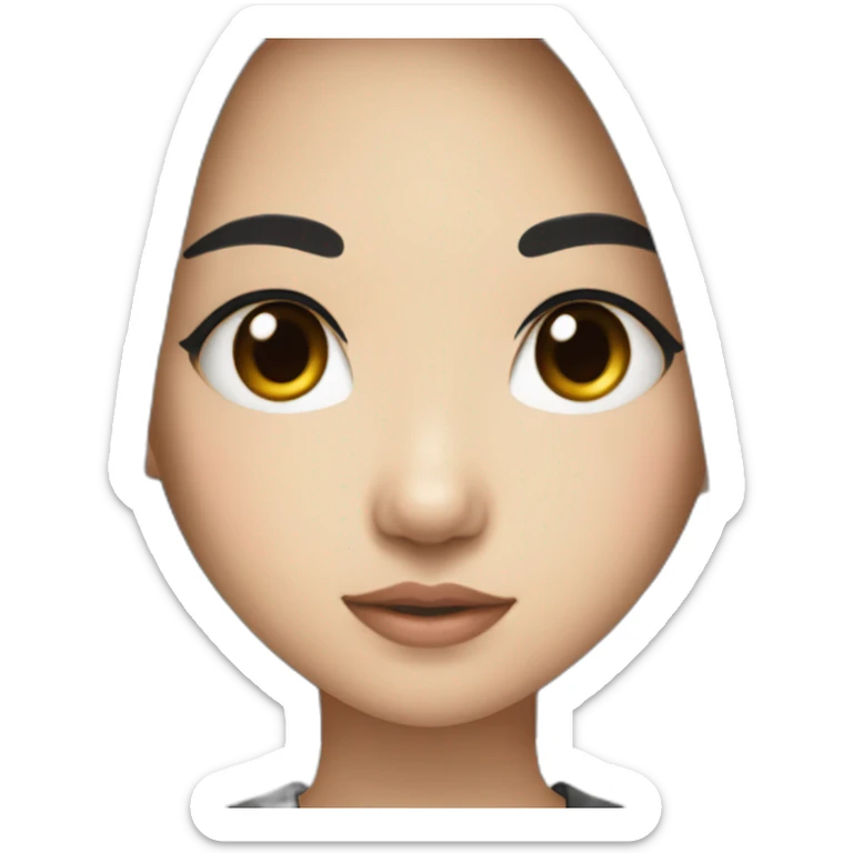 wasian girl with black hair and eyeliner from head to chest sticker